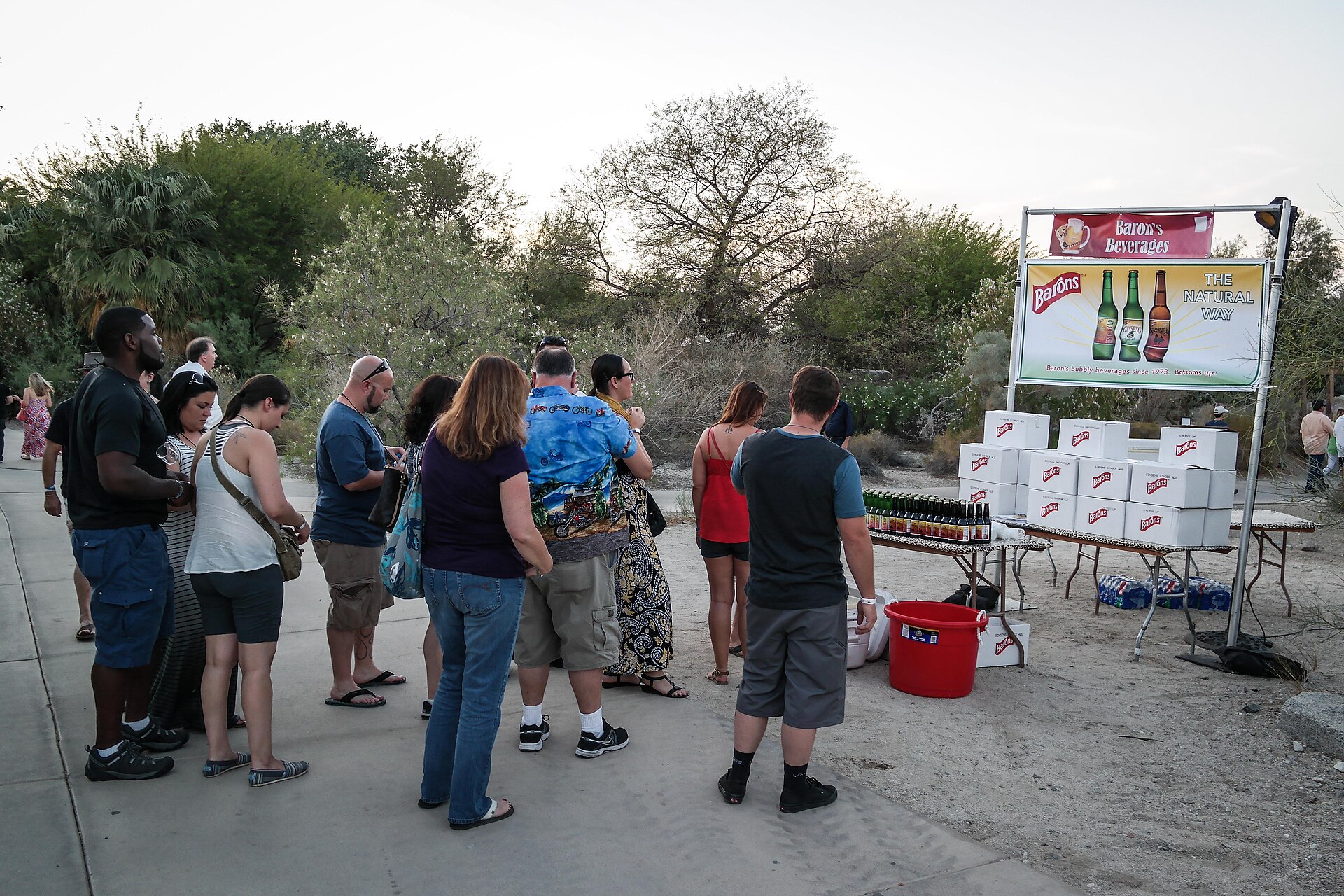 Guests queueing for drinks at a Brew at the Zoo event