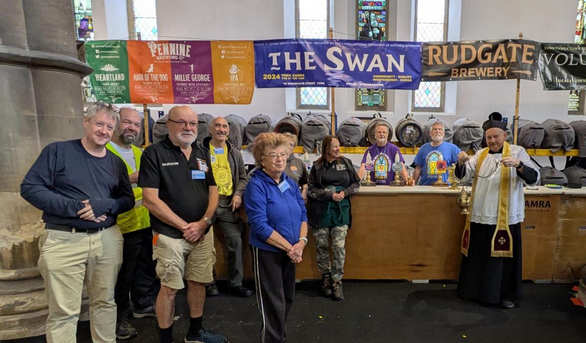 A ceremonial beer blessing at York Beer Festival in 2025